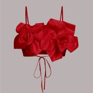 SHEIN Vibrant Red Flower Design Top